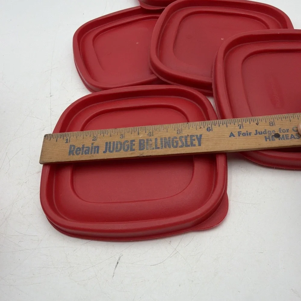 Lot Of 5 Rubbermaid Tops #7J64-20~Lids Only~ Red Stackable 6.5